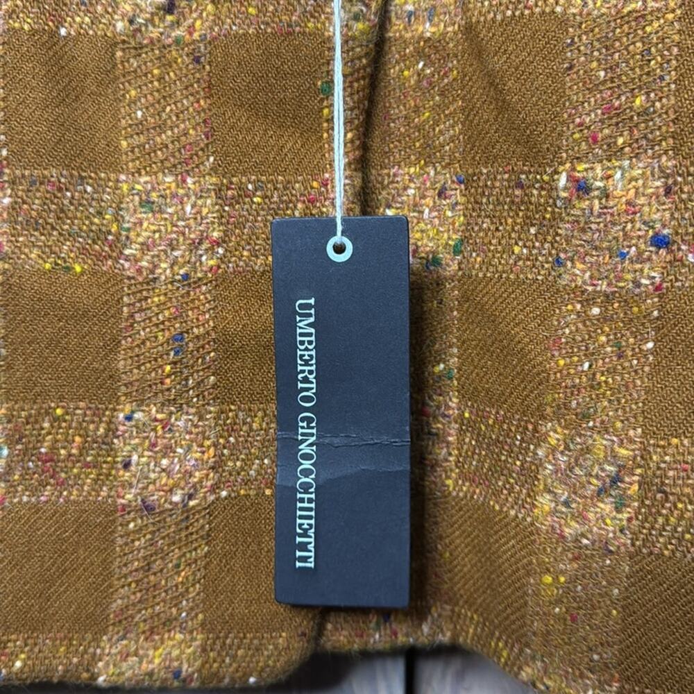 NWT Vintage Umberto Ginocchietti Light Brown Plaid Double Breasted Blazer EU 38 - Picture 6 of 8